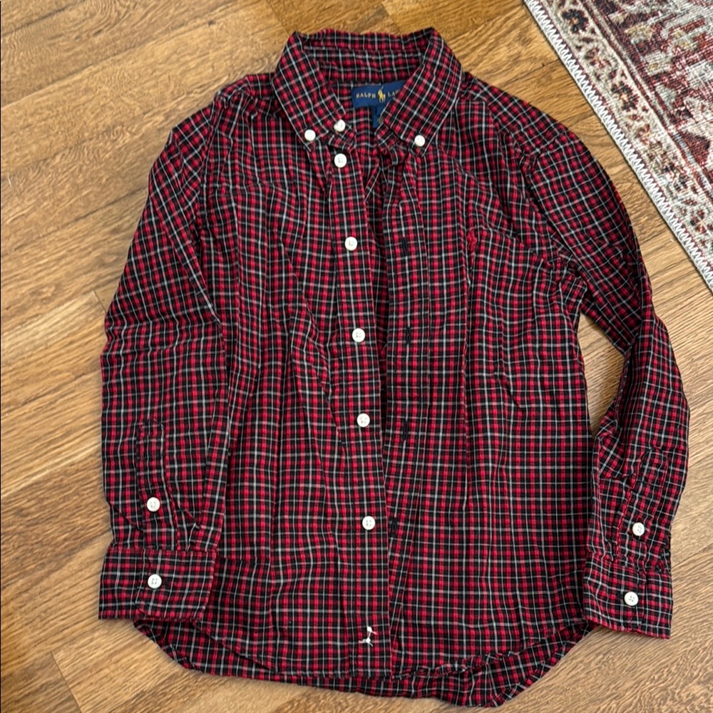 Ralph Lauren Red and Black Plaid Button Down Shirt